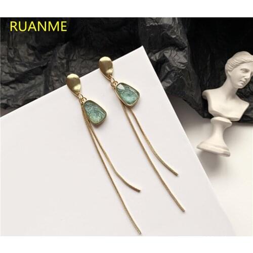 Metal Long Tassel Earring Style Restoring Ancient Ways Joker Temperament Sweet Girl Stud Earrings Women Jewelry Gift Accessories