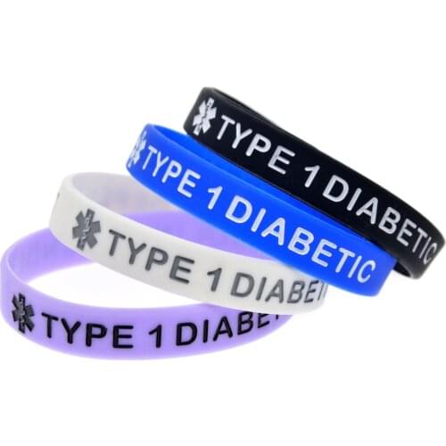 Fashion TYPE 1 DIABETIC silicone bracelet type 1 diabetes warning language bracelet sports bracelet hot sale
