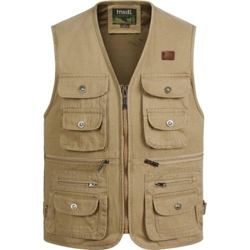 Male Multi Pocket Unloading Sleeveless Vest Large Size Xl-4Xl Tactical Masculine Waistcoat Photographer Reporter Summer Jacket