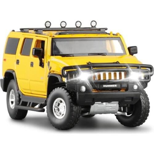 New Arrival 1:32 Scale Hummer H2 Off-road Alloy SUV Model Car Sound and Light Open Door Boy Car Toy for Children Gifts V195