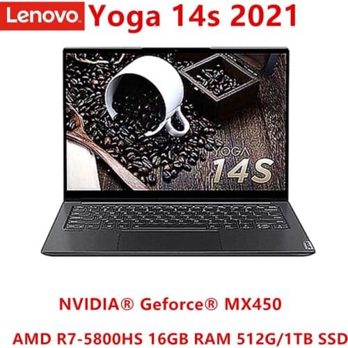New Lenovo Yoga 14s 2021 AMD Ryzen 7 5800HS Laptop 2.8K 90Hz High Refresh Rate Screen 14 inch FHD IPS NVIDIA Geforce MX450 2GB
