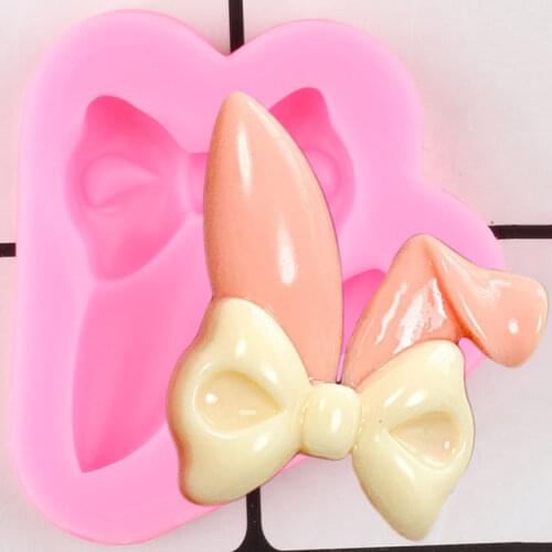 Easter Bunny Silicone Molds Rabbit Ears Fondant Cake Decorating Tools Bows DIY Craft Jewelry Resin Candy Clay Chocolate Moulds