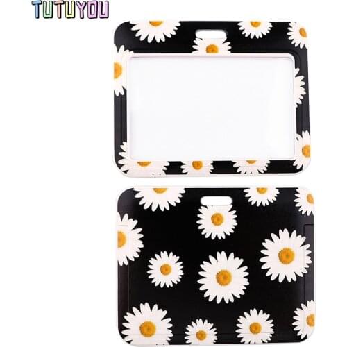 PC3174 Daisy Lanyard Horizontal Direction Card Holder Student Hanging Neck Phone Lanyard Badge Subway Access Card Holder