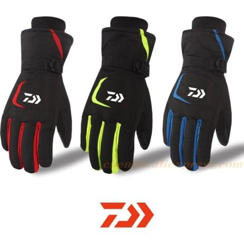 Daiwa Thermal Ski Gloves Men Winter Fleece Waterproof Warm Snowboard Snow Gloves 3 Fingers Touch Screen for Skiing Riding Fishin