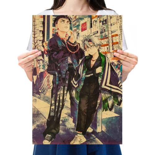 Pop Anime Demon Slayer Character Cartoon Nezuko Poster Retro Kraft Paper HD Prints Home Decor Painting Wall Stickers50.5*35cm