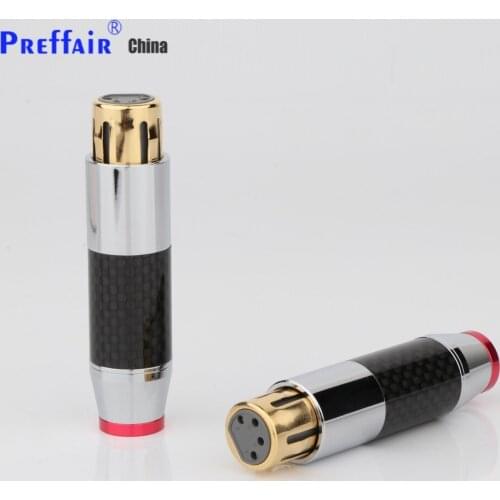 Preffair XR1814 Gold plated Carbon Fiber Male & Female 4-Pin XLR Microphone Audio Cable Plug Connectors Cannon Cable Terminals