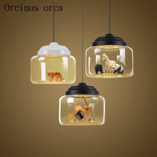 Nordic simple animal glass chandelier living room coffee bar bar Chandelier Postage free