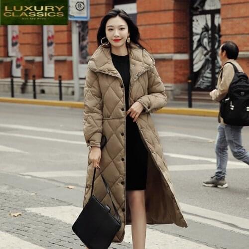 High Quality Long Ultra Light Down Jacket Women Autumn Winter Coat Female Korean Parkas Woman 2021 Mujeres Abrigos LW4422
