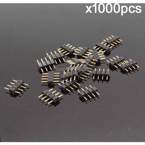 100pcs/lot 10mm 4-Pin 4Pins Male to Male Plug RGB Connector, 4 Pin Black Color Needle Insert for 3528 and 5050 RGB LED Strips