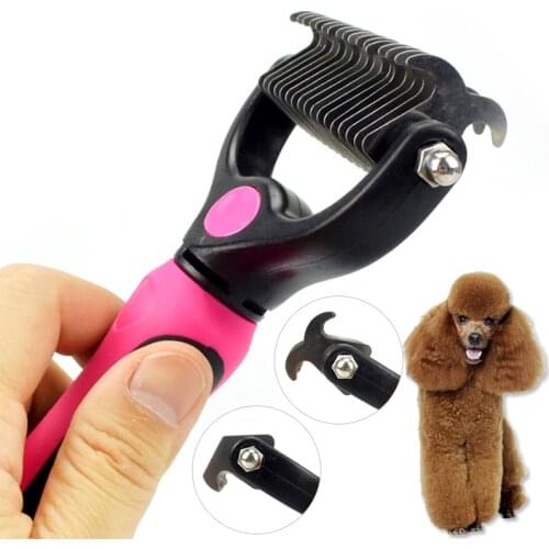 Dogs Cat Hair Removal Comb Detangler Fur Trimming Dematting Deshedding Brush Grooming Tool for Matted Long Hair Curly Pet