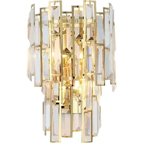 Led Postmodern Crystal Stainless Steel Golden Wall Light Indoor TV Background Lamp For Bedroom Living Room Designer Art Decor