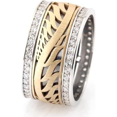 Tesbihane Special Design Motif Zircon Cubic Zirconia 925 Sterling Silver Women Wedding Rings