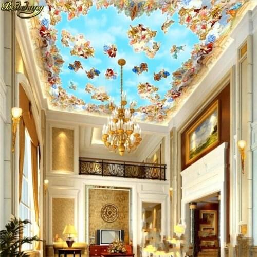 Beibehang European-style TV backdrop wallpaper ceiling painting large wall 3d character three-dimensional picture thickened