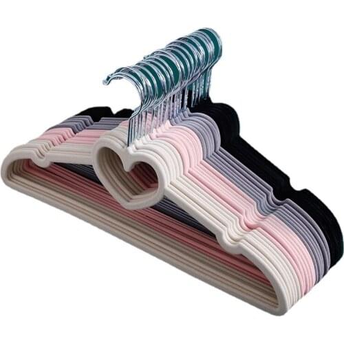 Flocking Hanger Household Hanger Clothes Wet and Dry Dual-Use Non-Slip Wardrobe Hanger Organizing Teachers Special Storage