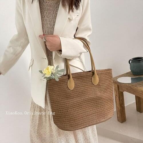 Vintage Bohemian Straw Bag for Women Summer Large Capacity Beach Handbags Rattan Handmade Kintted Travel Bags Bolsas Mujer