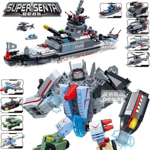 Military Directly Change Fearless Number Warship More Syncretic Exhibition Box Boy Small Grain Building Block Toys
