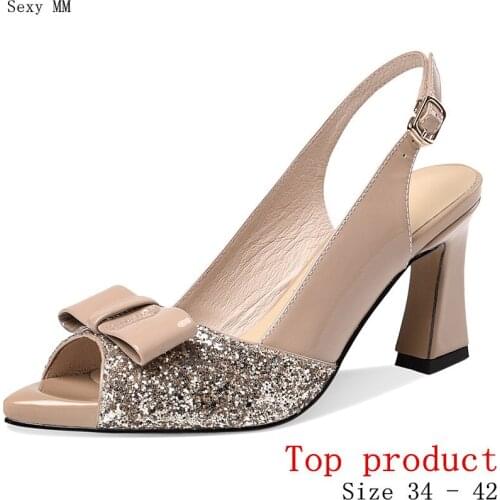 Women High Heels Peep Toe Pumps High Heel Shoes Sandals Woman Summer Shoes Genuine Leather Small Plus Size 34 - 40 41 42