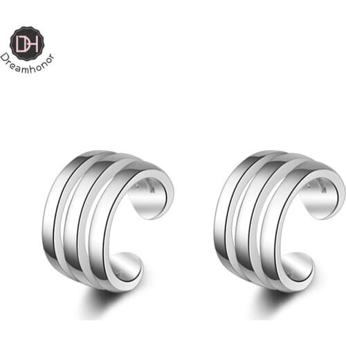 Dreamhonor 2021 Newest Design Fashion 925 Sterling Silver Double-line Plain Ear Clip Earrings For Women Earrings Jewelry