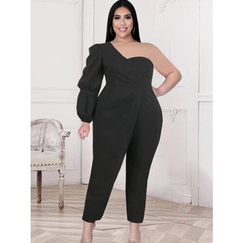 Sexy Women Jumpsuit Plus Size 4XL 5XL Bodycon One Shoulder Rompers Evening Occasion Event Overalls Dropshipping 2021 Summer New