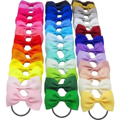1PCS Solid Colorful Elastic Hair Bands Girls Ribbon Bows Girls Hair Circle Tie Rope Hair Accessories Headwear Best Holiday Gifts