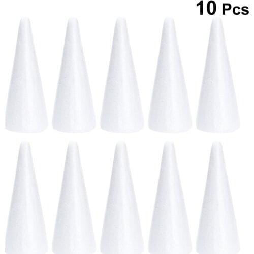 10pcs 18.5cm White Solid Foam DIY Cone Children Handmade Craft Cone Accessories for Home Craft Christmas