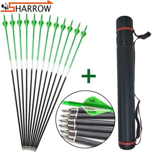 10pcs 500 Spine 31.5inch Carbon Arrow And Adjustable Quiver Arrows Set For Archery Sports Shooting Training Hunting Accessories