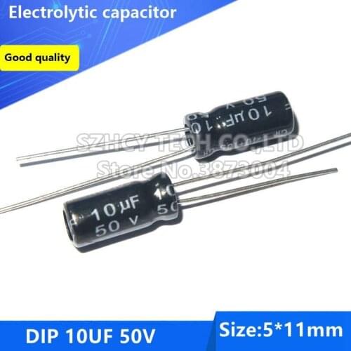 100pcs DIP 10UF 50V 5*11 Electrolytic capacitor