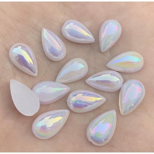 120pcs AB Resin Rhinestones applique stones and crystal Gems Flatback For Costume Button Crafts 8*13mm -HA87*3