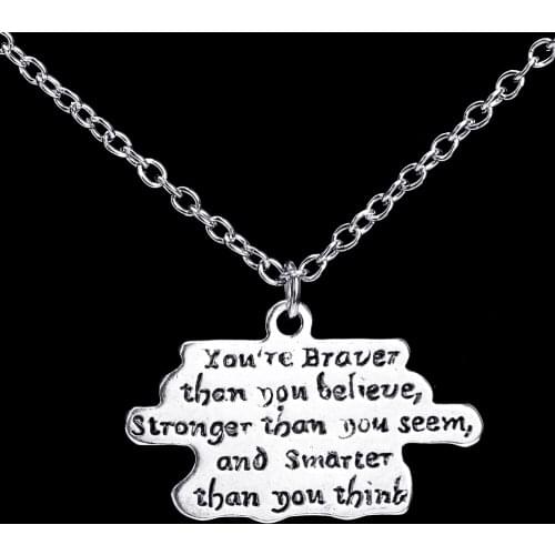 3PC You Are Braver Than You Believe Stronger Than You Seem And Smarter Than You Think Pendant Inspirational Necklace Unisex Gift