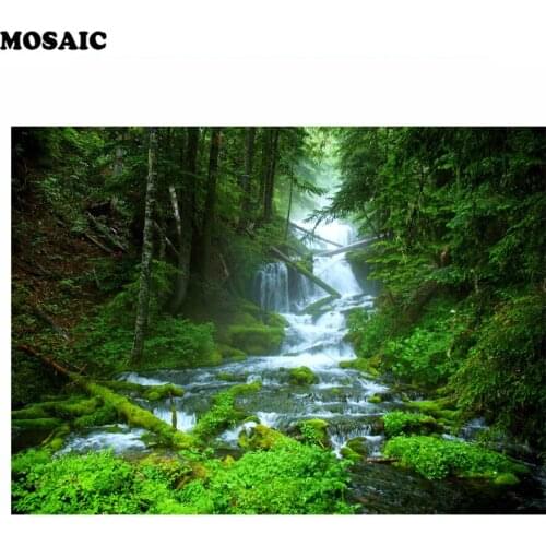 5d diamond,embroidery nature forest waterfall diamond painting needlework square drill rhinestone mosaic home decorative D54