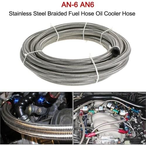 AN-6 AN6 Stainless Steel Braided Fuel Hose Oil Cooler Hose 1.5M 2M 3M