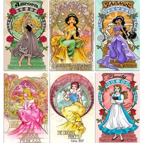 Diy Diamond Painting Disney Cartoon Princess Beautiful Girl Square/round Handmade Diamond Embroidery Mosaic Home Decoration Gift