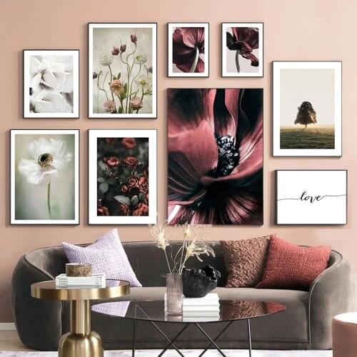 Home Decor Plant Flower Picture Wall Art Canvas Painting Modern Quote Minimalist Art Posters and Prints for Living Room Design