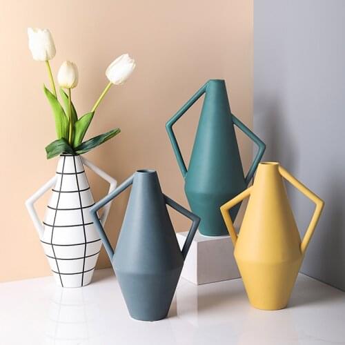 European Morandi Color Ceramic Vase Flower Arrangement Living Room Decoration Crafts Countertop Flower Vase Home Decoration Gift