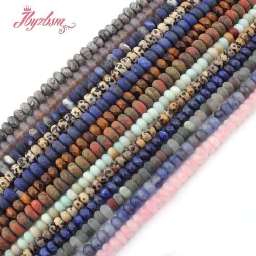 3x6,4x8mm Smooth Frost Faceted Rondelle Beads Natural Stone Beads For DIY Necklace Bracelets Jewelry Making 15" Free Shinpping