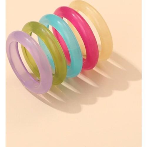 GuanLong Chic Korea Acrylic Two Rings for Women Transparent Minimalist Resin Finger Ring Girls Simple Multicolor Fashion Jewelry