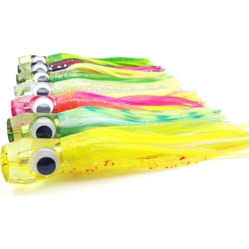 HiUmi 1Pc 16.5cm 50g Trolling Epoxy Head Octopus Squid Lure Hard Head Soft Body Octopus Lure Squid Jigs Big Game Bait