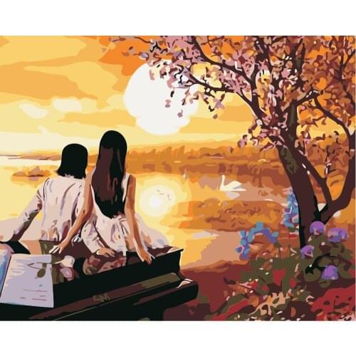 Oil Picture By Number Girl Figure Acrylic Paint Handmade Coloring Drawing DIY Craft Kits For Adults Painting Decoration Wall Art
