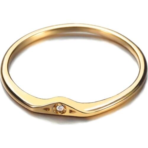 Womens Couple Ring Simple Small Zircon Finger Ring Minimalist Stainless Steel Gold Silver Color Jewelry Female Wedding Ring