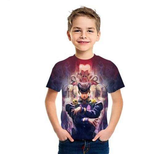 Summer Childrens JOJO Bizarre Adventure Ainme T-shirt 2021 Original College Style Top Youth 3D Printing Short Sleeve Tee