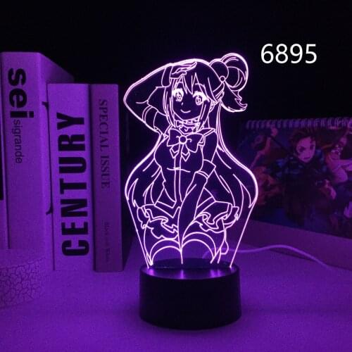 KonoSuba Anime Figure Aqua 3D LED Nightlight For Child Birthday Gift Kid Bedroom Decorative Light Bedside Manga 3D Lamp