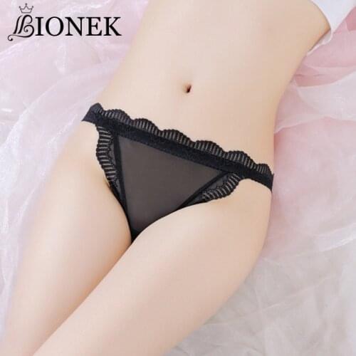 BIONEK Lace Sexy Transparent Woman Underwear Thongs Hollow Out Breathable Girl Briefs Underwear Low-Waist Female Underpants
