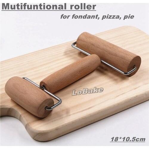 Mutifuntional 18*10.5cm manual wooden rolling pin fondant roller pizza pie dough rollers dumpling pressing bakery pastry tools