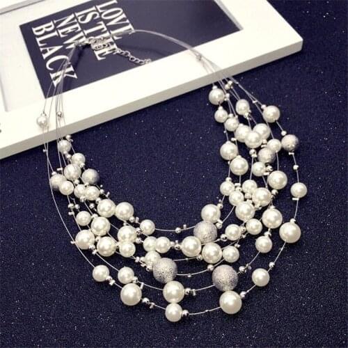 Multilayer White Natural Baroque Pearl Choker Necklace for Women Simple Style Handmade DIY Wedding Party Jewelry gift