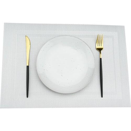 PVC Washable Placemats for Dining Table Mat Non-slip Placemat Set in Kitchen Accessories Diagonal Weave Cup Coaster Wine Pad