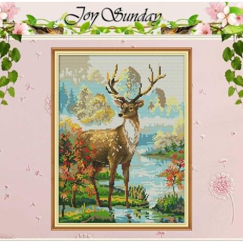 Stag Animals Painting Counted 11CT 14CT Cross Stitch Sets DIY wholesale Cross-stitch Kits Embroidery Needlework Home Decor