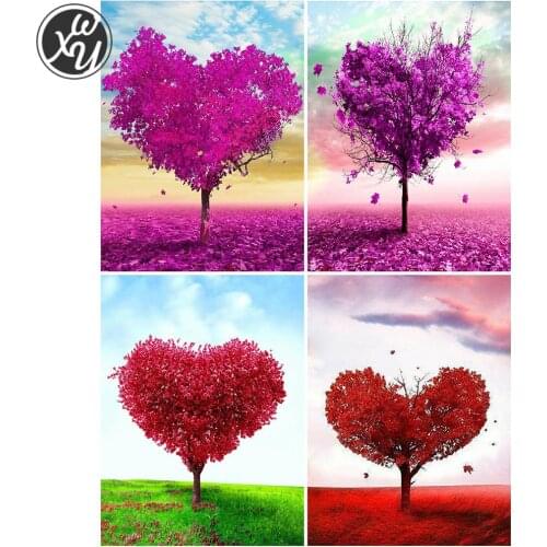 Heart Tree Diamond Mosaic Diamond Art Kits for Adults Landscape Diamond Rhinestones Embroidery Cross Stitch Kits for Home Decor