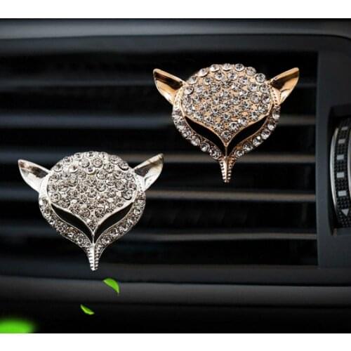 New Fashion Crystal Diamond Fox Style Auto Air Conditioner Outlet Decoration Perfume Clip Air Freshener Car Fragrance Gifts