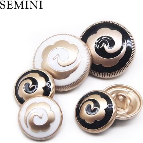 New Fashion Decorative Buttons Black White Sewing Metal Buttons For Women Suit Overcoat Accessories DIY