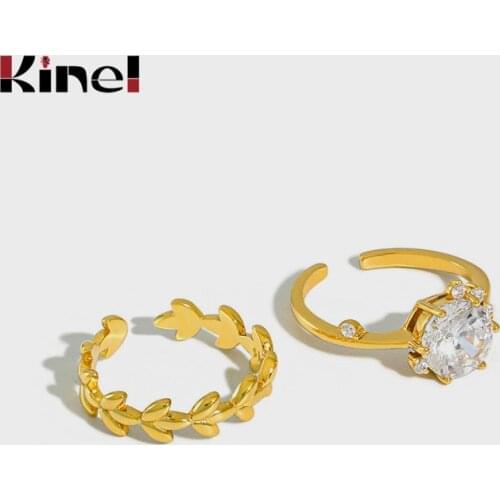 Kinel Engagement Finger Rings for Women Clear Zirconia Rings Crystal Statement Silver 925 Jewelry Christmas Gifts
